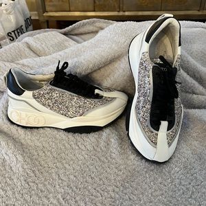 Jimmy Choo glitter sneakers.
